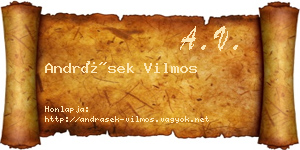 Andrásek Vilmos névjegykártya